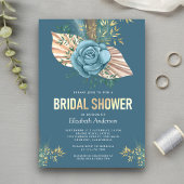 Rustic Boho Palm Dusty Blue Floral Vrijgezellenfee Kaart