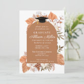 Rustic Boho Pampas Dried Palm Afstuderen Kaart (Staand voorkant)