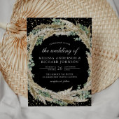 Rustic Boho Pampas Eucalyptus Wreath Black Wedding Kaart