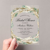 Rustic Boho Pampas Eucalyptus Wreath Bridal Shower Acryl Uitnodigingen (Insitu (Draagbaar))