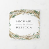 Rustic Boho Pampas Eucalyptus Wreath Weddenschap Drieluik Uitnodiging (Cover)