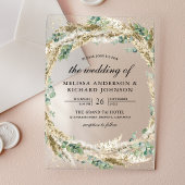 Rustic Boho Pampas Eucalyptus Wreath Wedding Acryl Uitnodigingen