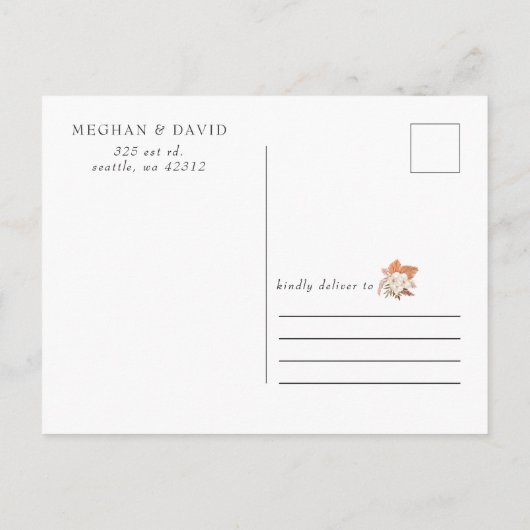 Rustic Boho Pampas Grass Desert slaat de datum op Aankondigingskaart (Achterkant)