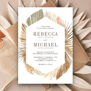 Rustic Boho Pampas Grass Dried Palm Leaves Wedding Kaart