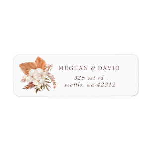 Rustic Boho Pampas Grass Floral Woede Etiket