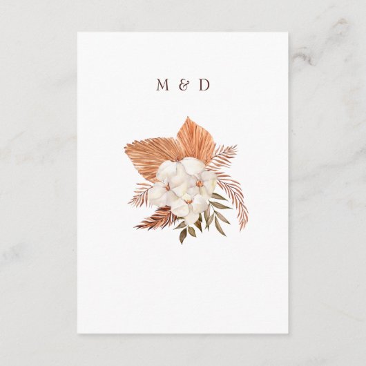 Rustic Boho Pampas Grass Floral Woede Informatiekaartje (Achterkant)