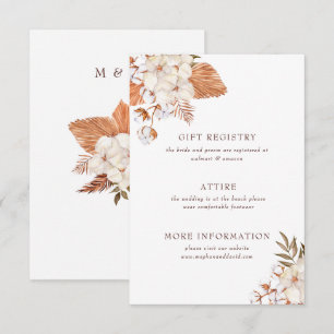 Rustic Boho Pampas Grass Floral Woede Informatiekaartje