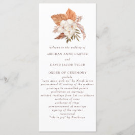 Rustic Boho Pampas Grass Floral Woede Programmakaart