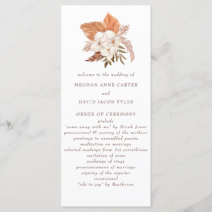 Rustic Boho Pampas Grass Floral Woede Programmakaart