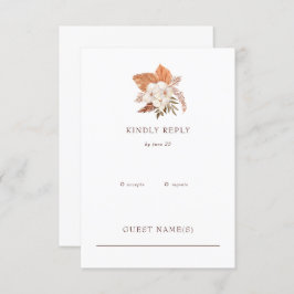 Rustic Boho Pampas Grass Floral Woede RSVP Kaartje