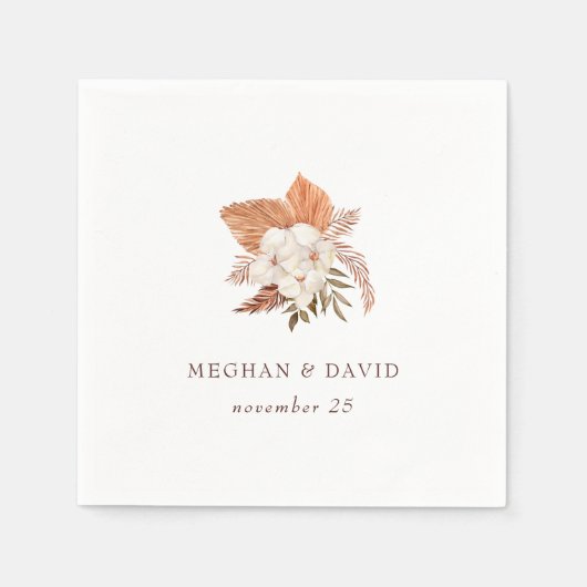 Rustic Boho Pampas Grass Floral Woede Servet (Voorkant)