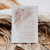 Rustic Boho Pampas Grass Flower 40th Birthday Kaart