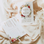Rustic Boho Pampas Grass Flower Greenery Wedding Aankondigingskaart<br><div class="desc">Deze mooie boho-geïnspireerde redder de date card zal je bruiloft een perfecte aanraking geven. Het ontwerp is voorzien van roestrijke waterverf bloemen,  elegant pamapgras en een lush tropische groenery in combinatie met moderne typografie.</div>
