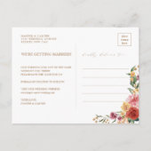 Rustic Boho Pampas Grass Flower Greenery Wedding Aankondigingskaart (Achterkant)