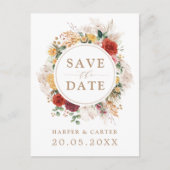 Rustic Boho Pampas Grass Flower Greenery Wedding Aankondigingskaart (Voorkant)