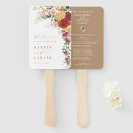 Rustic Boho Pampas Grass Flower Wedding Programme Handwaaier