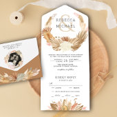 Rustic Boho Pampas Grass Gedroogde Palm Wedding All In One Uitnodiging