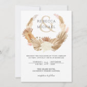 Rustic Boho Pampas Grass Gedroogde Palm Wedding Kaart (Voorkant)