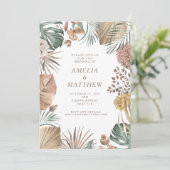 Rustic Boho Pampas Grass Greenery Wedding Kaart (Staand voorkant)