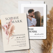 Rustic Boho Pampas Grass Minimalist With Photo Kaart