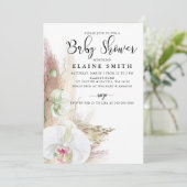 Rustic Boho Pampas Grass Orchid Baby shower Kaart (Staand voorkant)