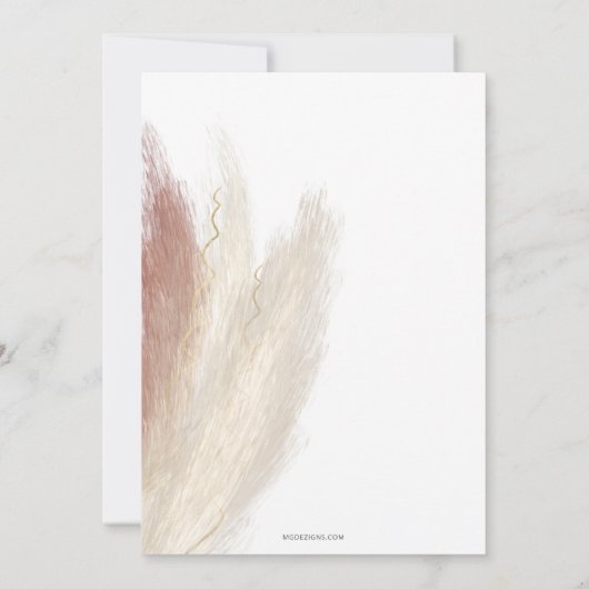 Rustic Boho Pampas Grass Orchid Baby shower Kaart (Achterkant)