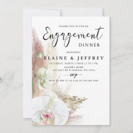 Rustic Boho Pampas Grass Orchid Engagement Party Kaart