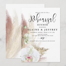 Rustic Boho Pampas Grass Orchid Rehearsal Kaart