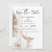 Rustic Boho Pampas Grass Orchid Save the Date Aankondiging (Voorkant)