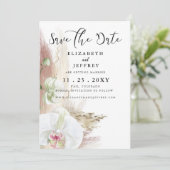 Rustic Boho Pampas Grass Orchid Save the Date Aankondiging (Staand voorkant)
