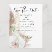 Rustic Boho Pampas Grass Orchid Save the Date Aankondigingskaart (Voorkant)