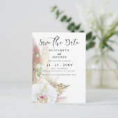 Rustic Boho Pampas Grass Orchid Save the Date Aankondigingskaart (Staand voorkant)