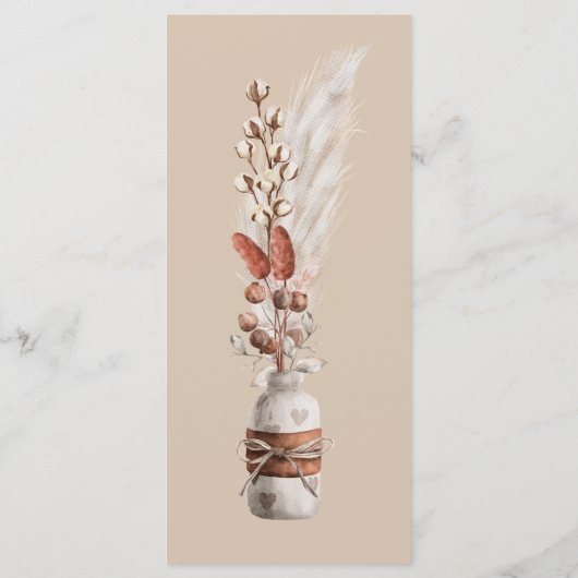 Rustic Boho Pampas Grass Overlay Wedding Menu (Achterkant)