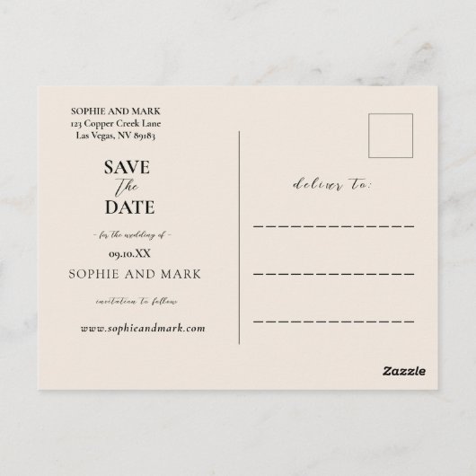 Rustic Boho Pampas Grass Save The Date Photo Briefkaart (Achterkant)