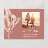 Rustic Boho Pampas Grass Save The Date Photo Briefkaart (Voorkant)