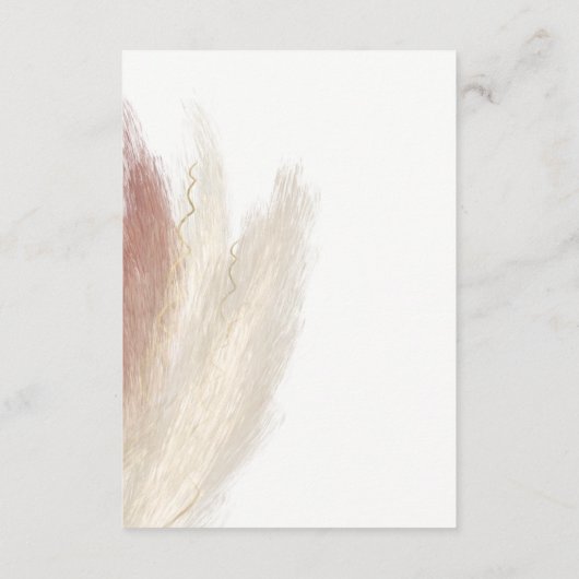 Rustic Boho Pampas Grass White Orchid Wedding Informatiekaartje (Achterkant)