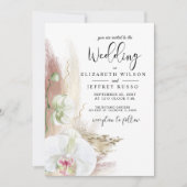 Rustic Boho Pampas Grass White Orchid Wedding Kaart (Voorkant)