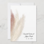 Rustic Boho Pampas Grass White Orchid Wedding Kaart (Achterkant)