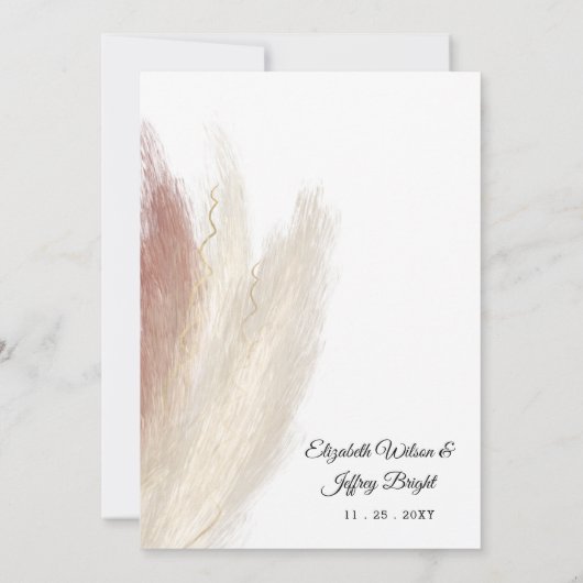 Rustic Boho Pampas Grass White Orchid Wedding Kaart (Achterkant)