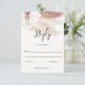 Rustic Boho Pampas Grass White Orchid Wedding RSVP Kaartje (Staand voorkant)