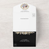 Rustic Boho Pampas Grass Wreath Black Wedding All In One Uitnodiging (Buitenkant)