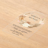 Rustic Boho Pampas Grass Wreath Dried Palm Wedding Acryl Uitnodigingen (Laagn)