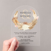 Rustic Boho Pampas Grass Wreath Dried Palm Wedding Acryl Uitnodigingen (Insitu (Draagbaar))
