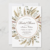 Rustic Boho Pampas Grass Wreath Vrijgezellenfeest Kaart (Voorkant)