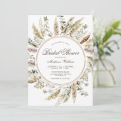 Rustic Boho Pampas Grass Wreath Vrijgezellenfeest Kaart (Staand voorkant)