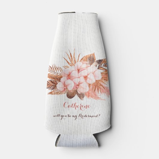 Rustic Boho Pampas Grass zal je mijn Bridesmaid zi Flesjeskoeler (Voorkant)