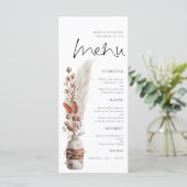 Rustic Boho Pampas Grasses Wedding Menu (Staand voorkant)