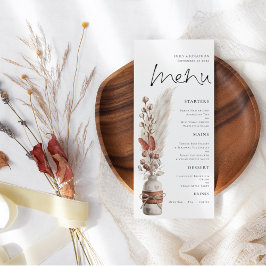 Rustic Boho Pampas Grasses Wedding Menu