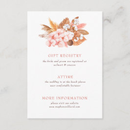 Rustic Boho Pampas Orchids Cotton Blush Wedding Informatiekaartje