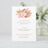 Rustic Boho Pampas Orchids Cotton Blush Wedding Informatiekaartje (Staand voorkant)